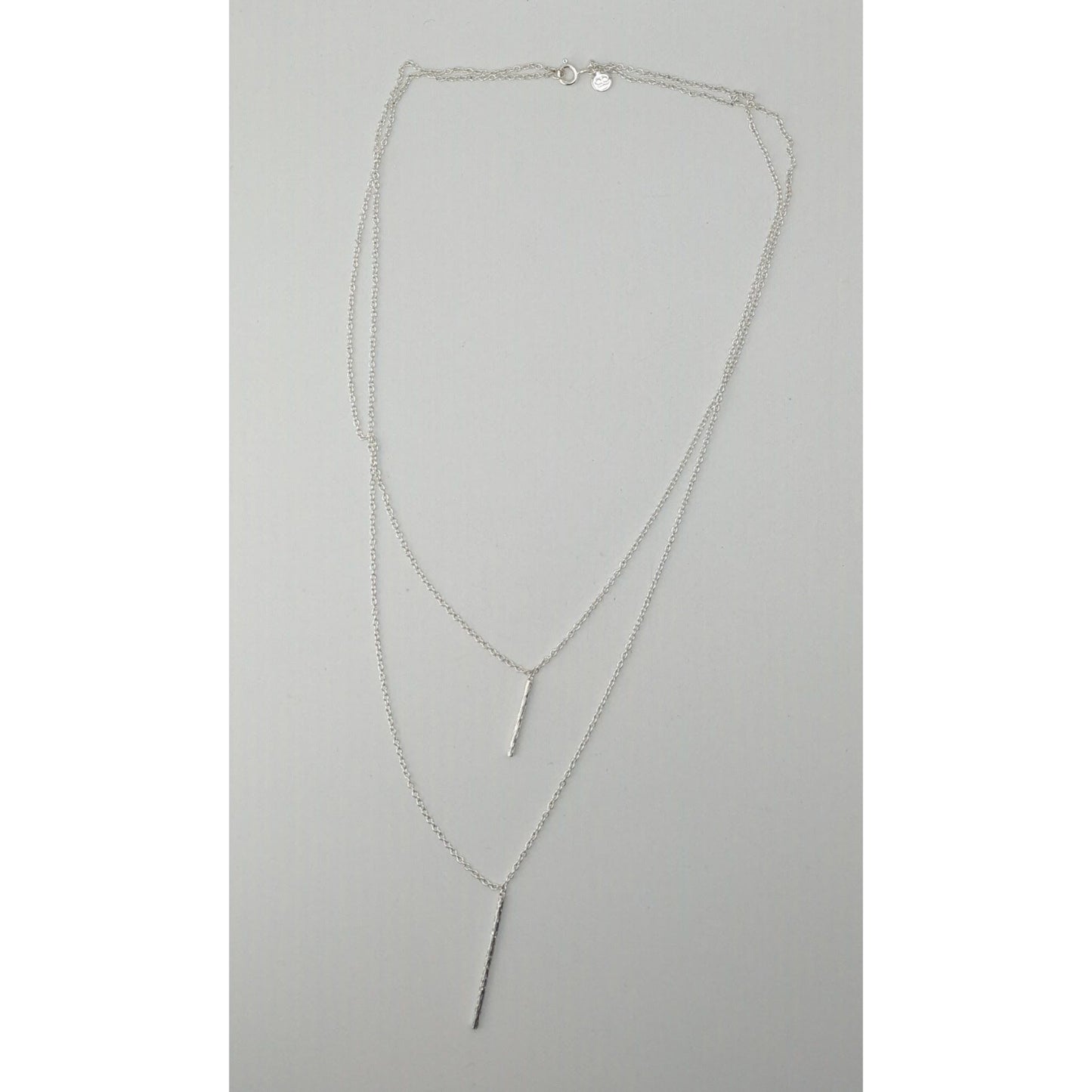 Gorgana Jewelry Pillar Pendant Necklace Double Layer Silver Minimalist