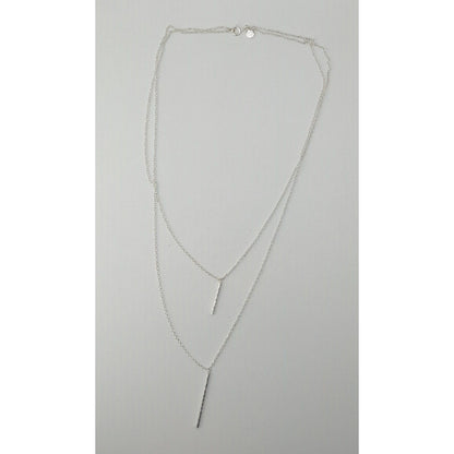 Gorgana Jewelry Pillar Pendant Necklace Double Layer Silver Minimalist
