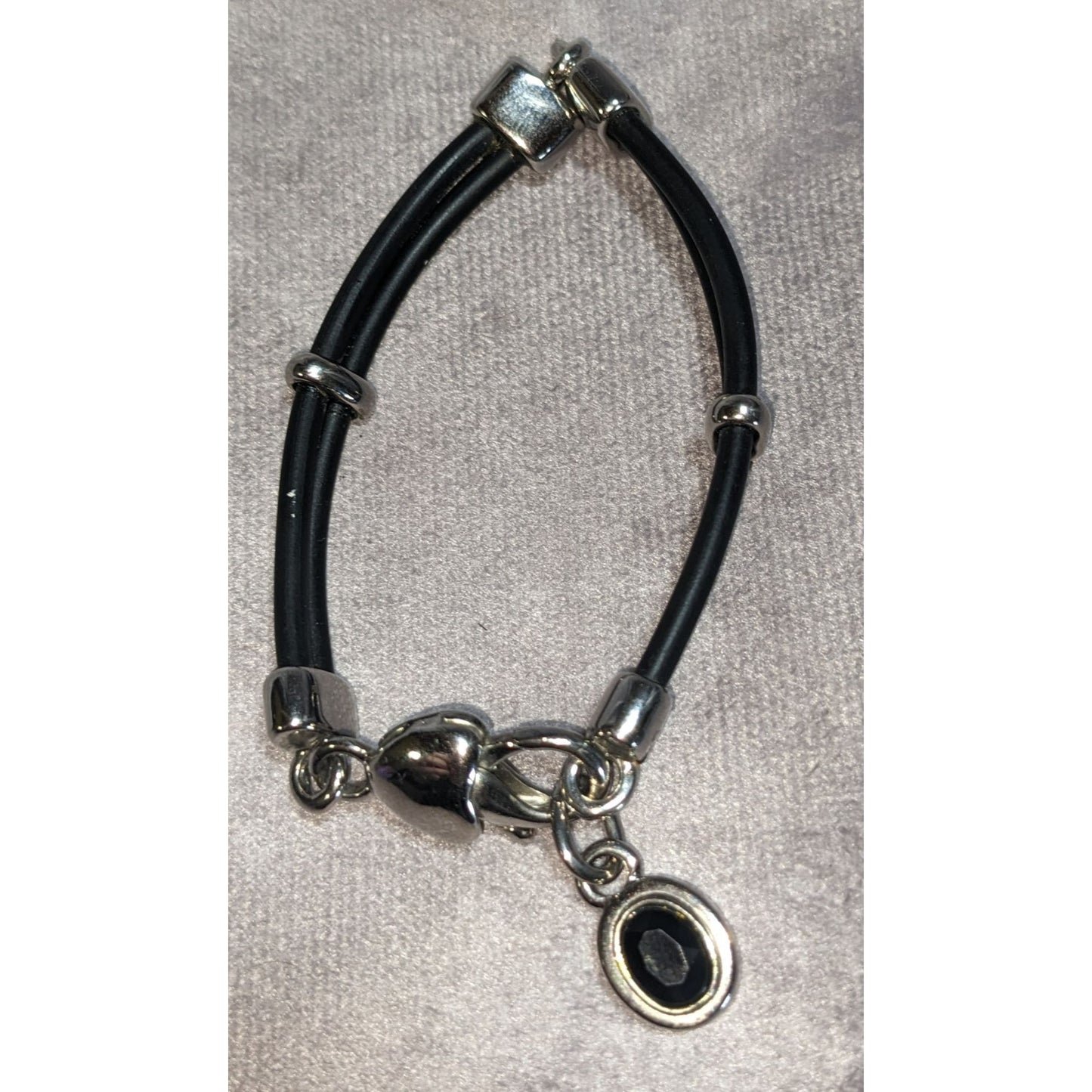 Y2K Goth Minimalist MX Signature Black Cord Bracelet with Faceted Black Crystal Charm