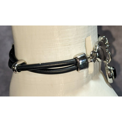 Y2K Goth Minimalist MX Signature Black Cord Bracelet with Faceted Black Crystal Charm