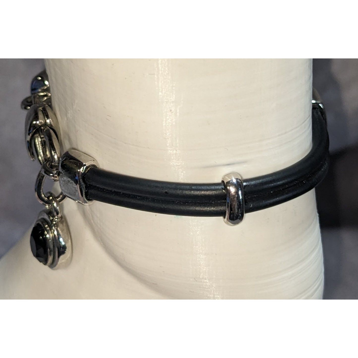 Y2K Goth Minimalist MX Signature Black Cord Bracelet with Faceted Black Crystal Charm