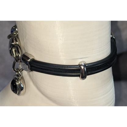 Y2K Goth Minimalist MX Signature Black Cord Bracelet with Faceted Black Crystal Charm