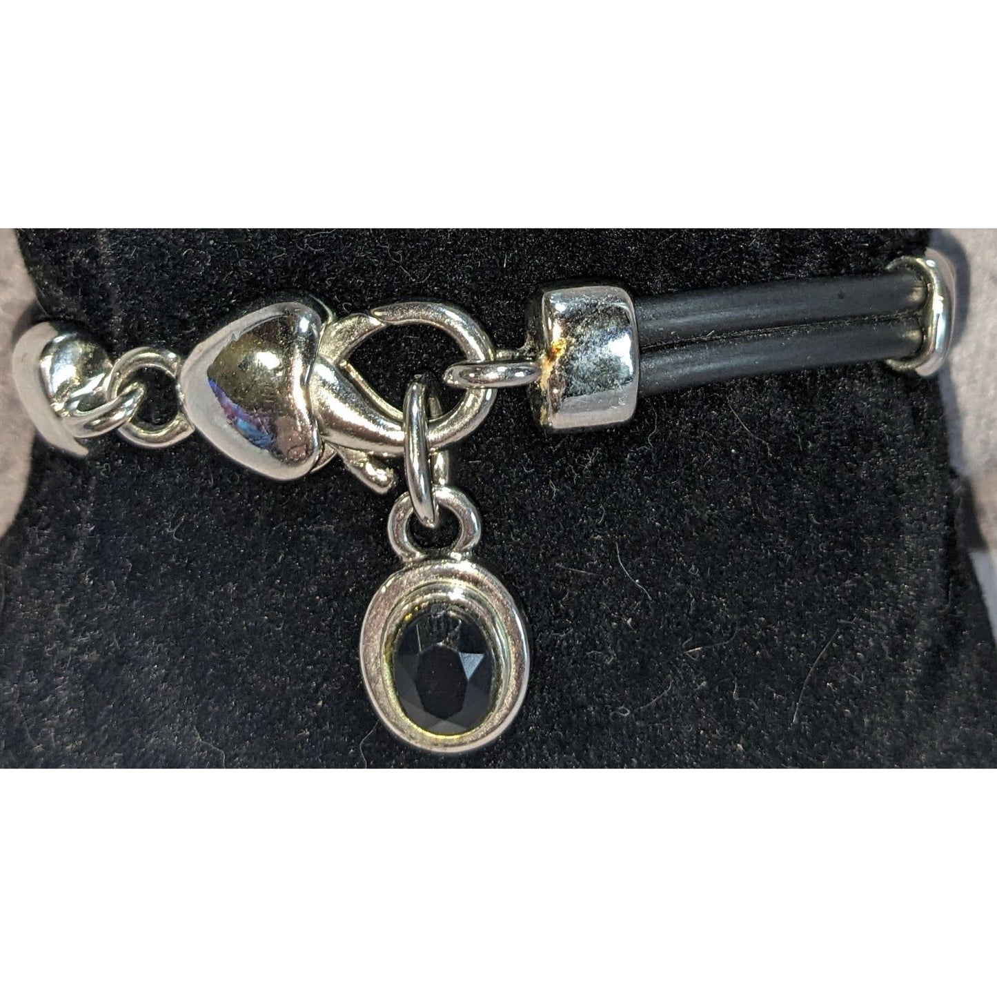 Y2K Goth Minimalist MX Signature Black Cord Bracelet with Faceted Black Crystal Charm