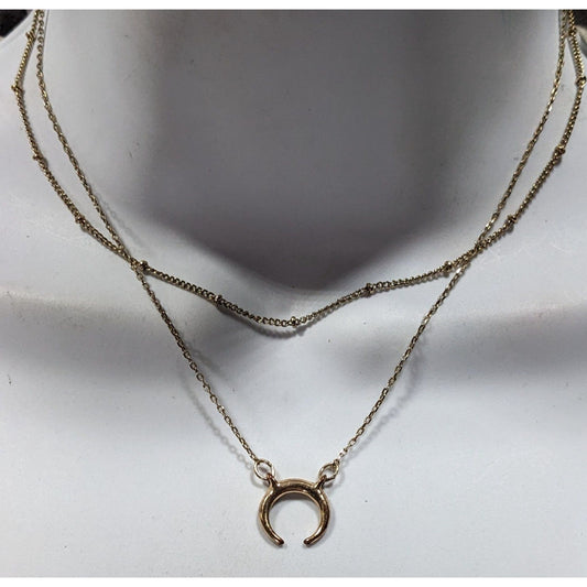 Minimalist Witchy Crescent Moon Gold Tone Layered Necklace