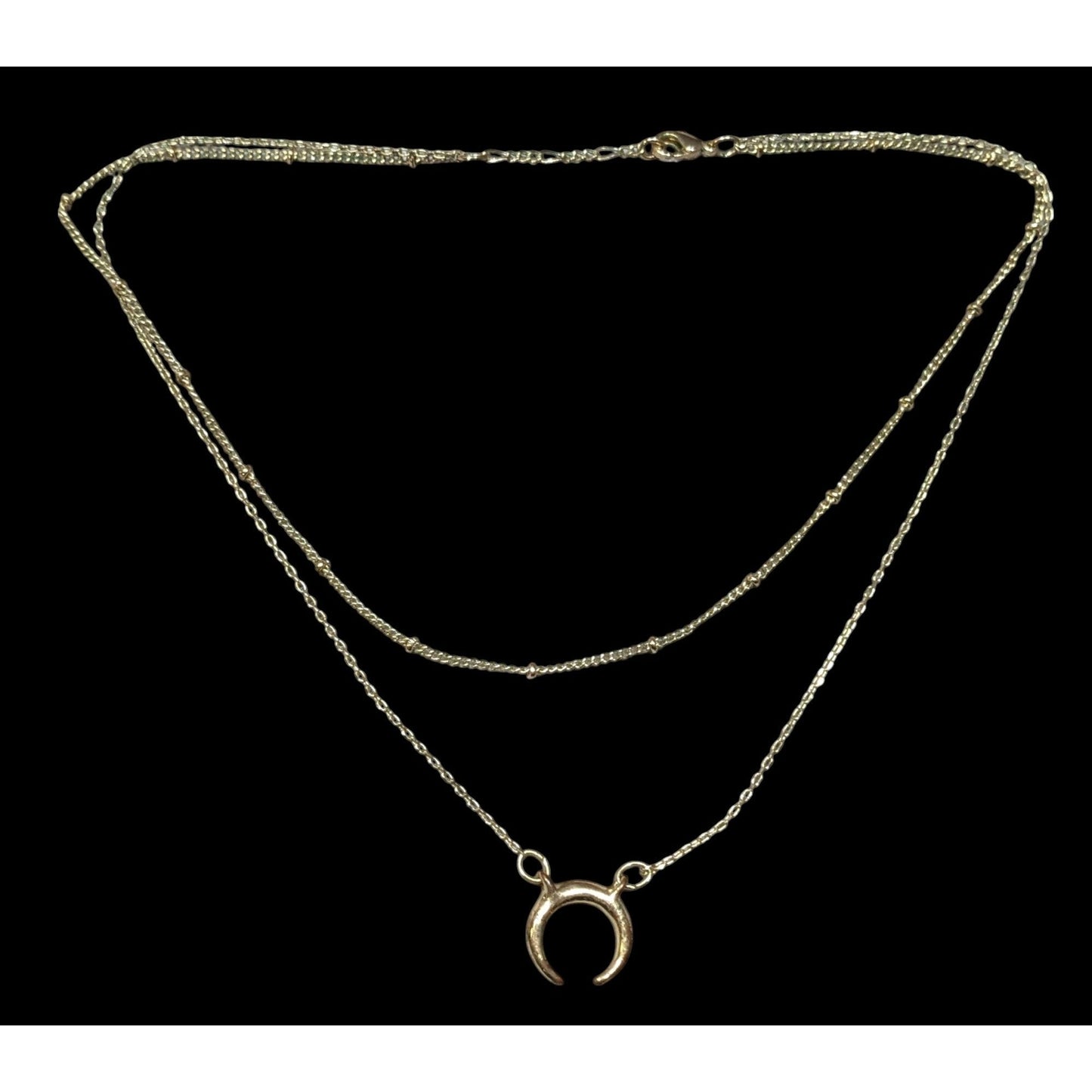 Minimalist Witchy Crescent Moon Gold Tone Layered Necklace