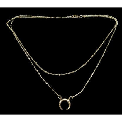 Minimalist Witchy Crescent Moon Gold Tone Layered Necklace