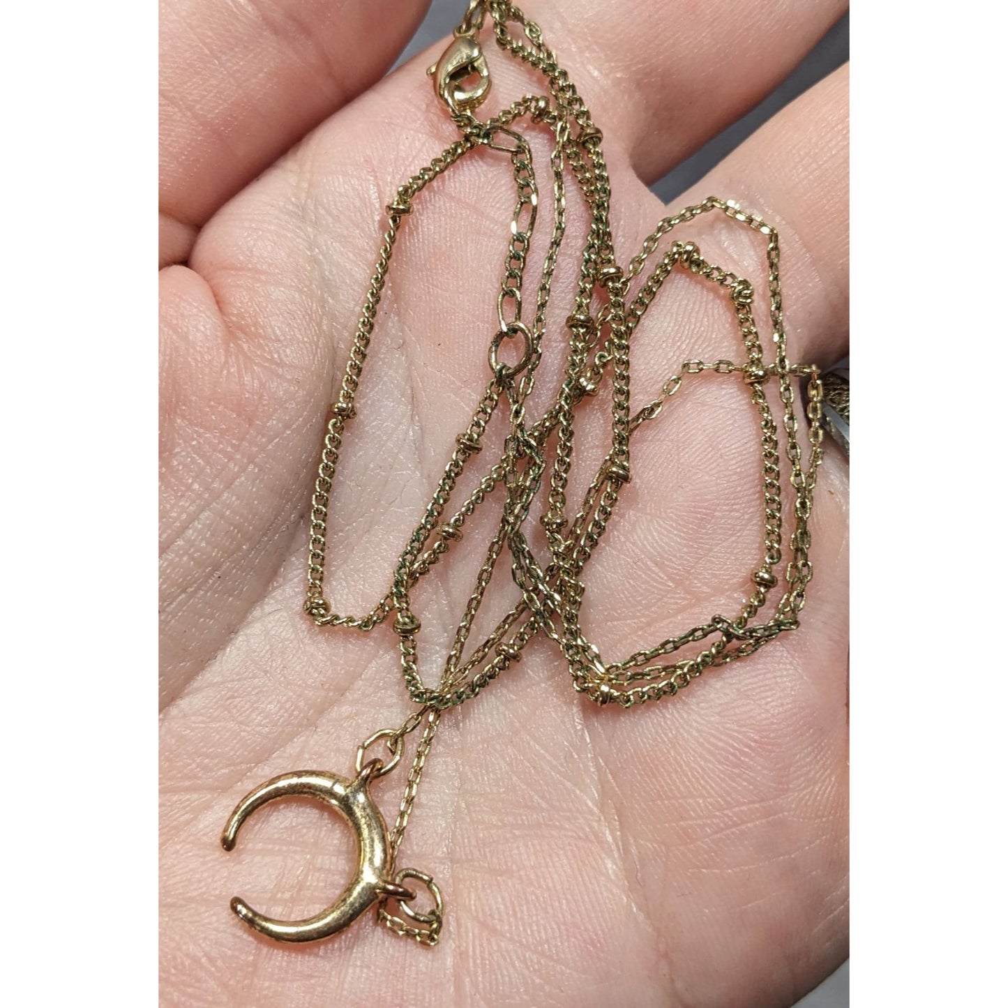 Minimalist Witchy Crescent Moon Gold Tone Layered Necklace