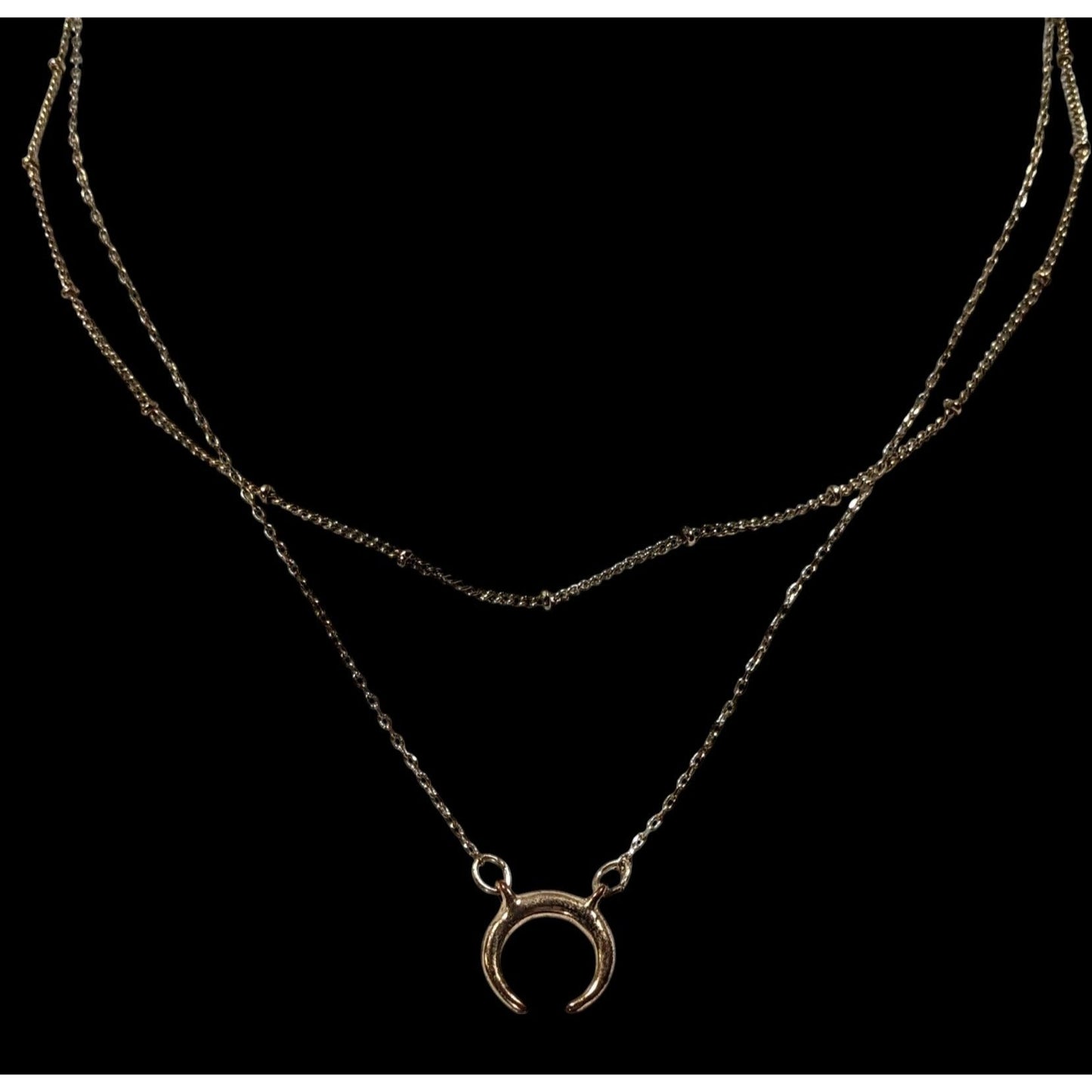 Minimalist Witchy Crescent Moon Gold Tone Layered Necklace