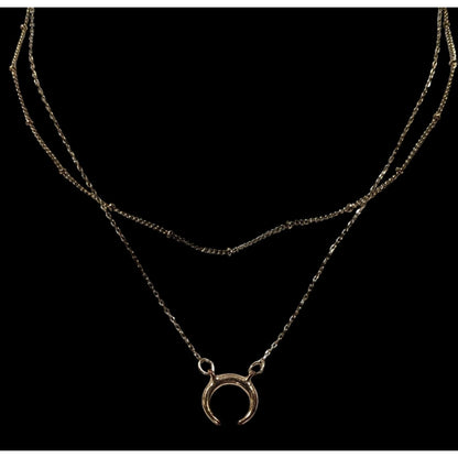 Minimalist Witchy Crescent Moon Gold Tone Layered Necklace