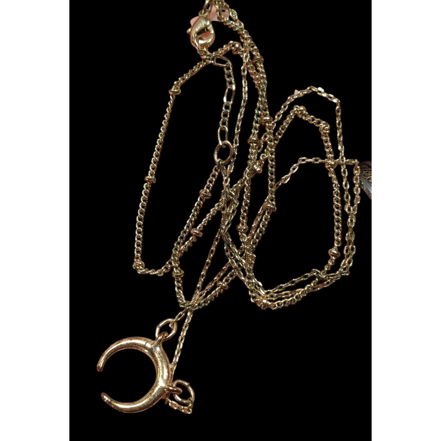 Minimalist Witchy Crescent Moon Gold Tone Layered Necklace