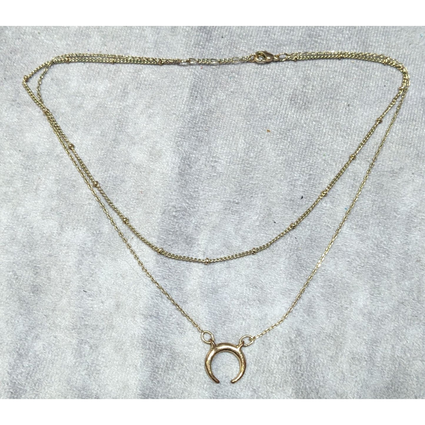 Minimalist Witchy Crescent Moon Gold Tone Layered Necklace