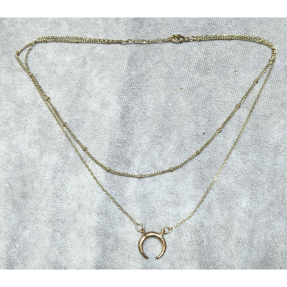 Minimalist Witchy Crescent Moon Gold Tone Layered Necklace