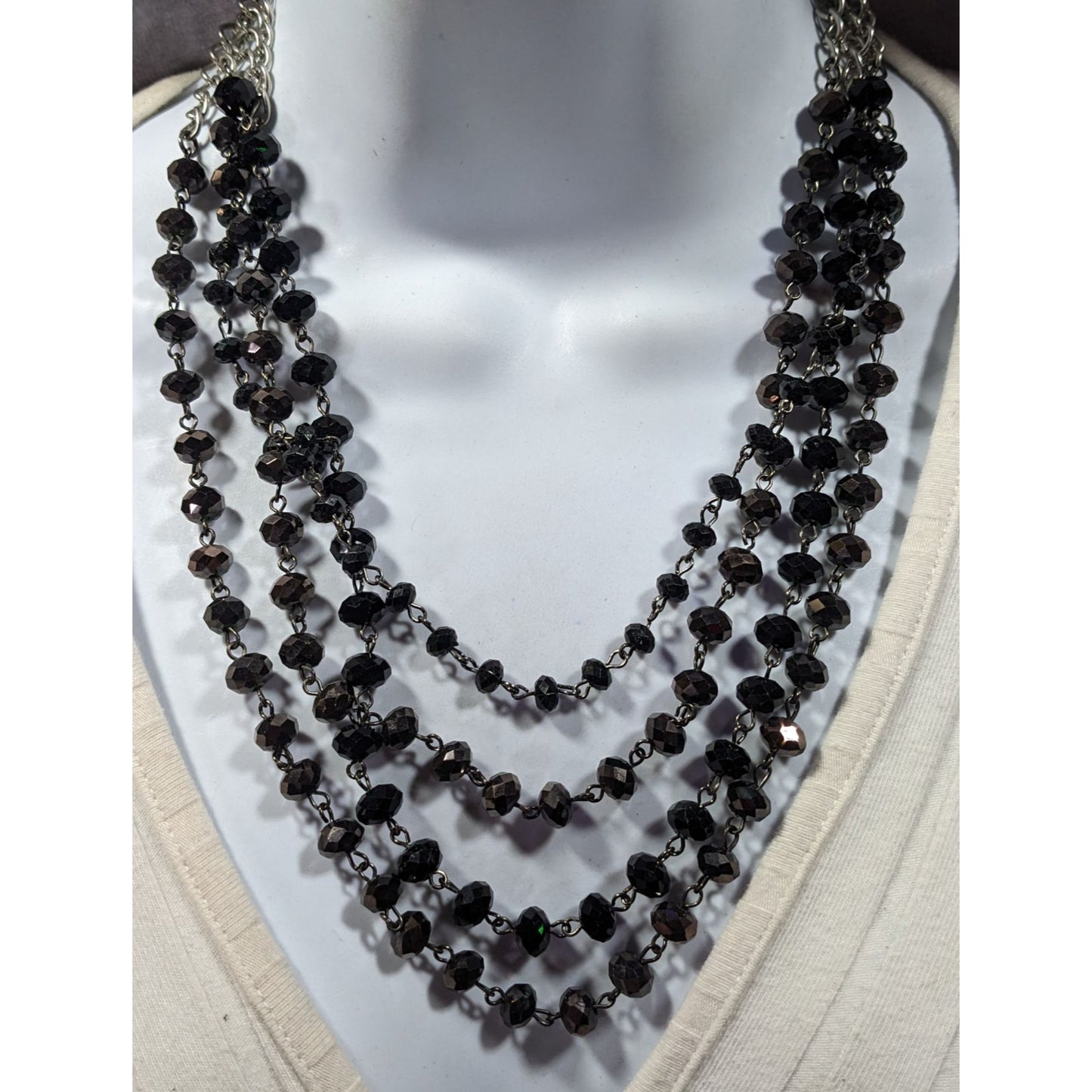 Glam Goth Multilayer Faceted Glass Beaded Necklace
