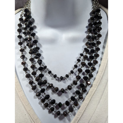 Glam Goth Multilayer Faceted Glass Beaded Necklace