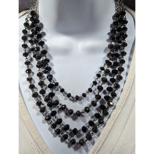 Glam Goth Multilayer Faceted Glass Beaded Necklace