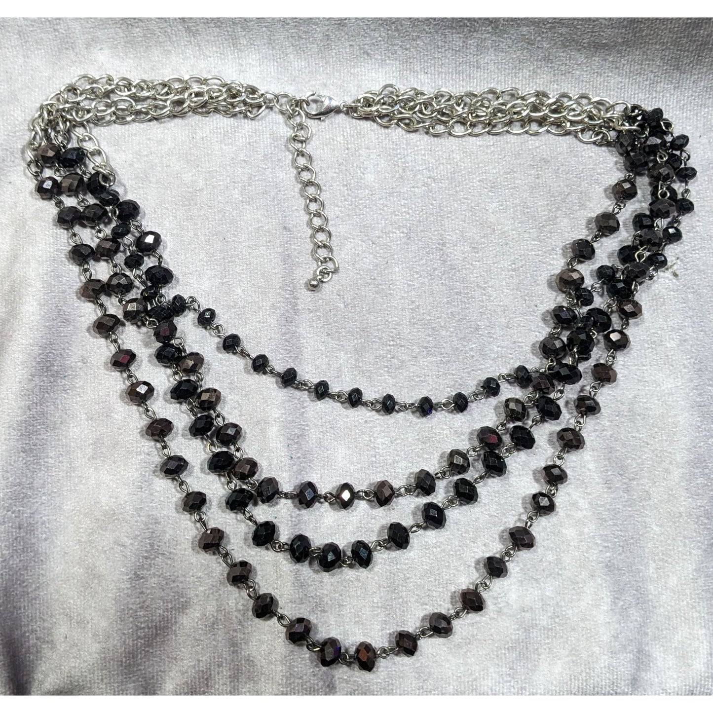Glam Goth Multilayer Faceted Glass Beaded Necklace