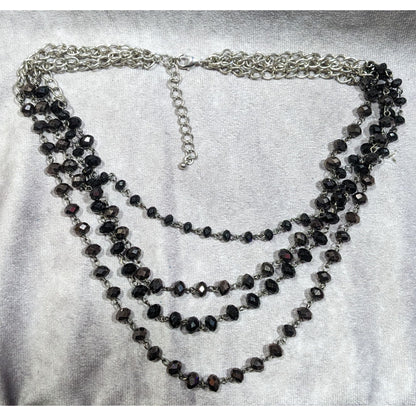 Glam Goth Multilayer Faceted Glass Beaded Necklace