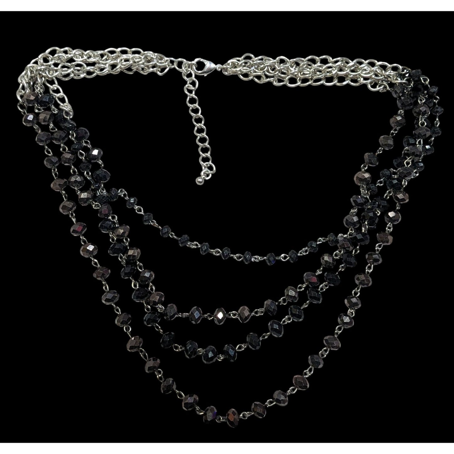 Glam Goth Multilayer Faceted Glass Beaded Necklace