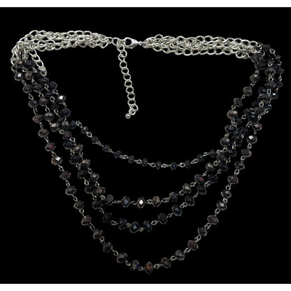 Glam Goth Multilayer Faceted Glass Beaded Necklace