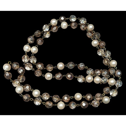 Vintage Elegant Glam Champagne Glass And Faux Pearl Beaded Necklace
