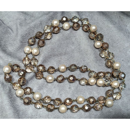 Vintage Elegant Glam Champagne Glass And Faux Pearl Beaded Necklace
