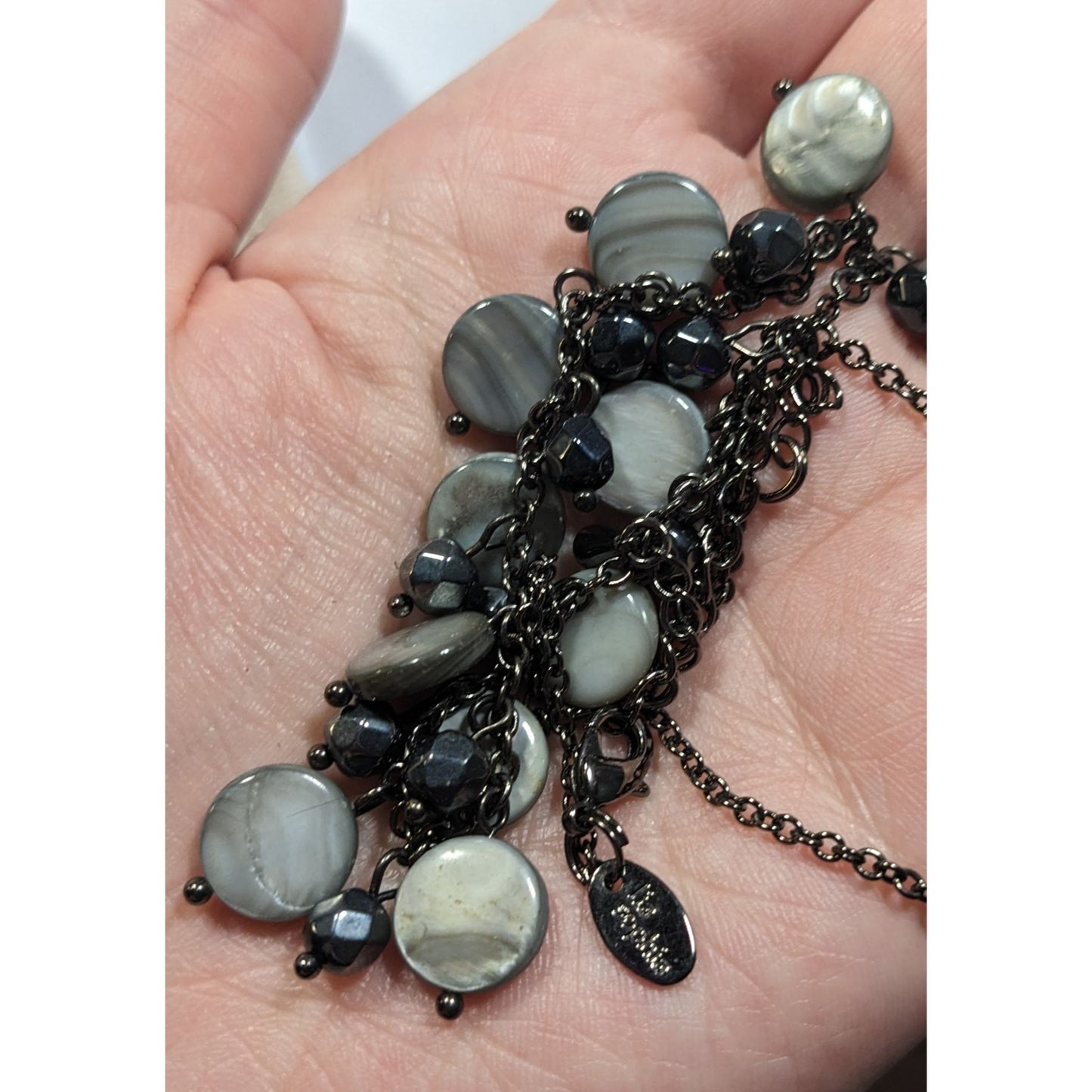 Lia Sophia Grey Mother Of Pearl Charm Necklace