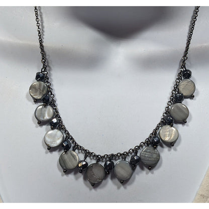 Lia Sophia Grey Mother Of Pearl Charm Necklace