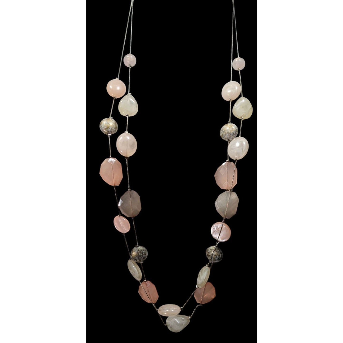 NY Collection Pink And White Layered Station Necklace