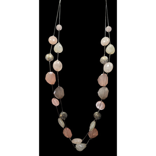 NY Collection Pink And White Layered Station Necklace