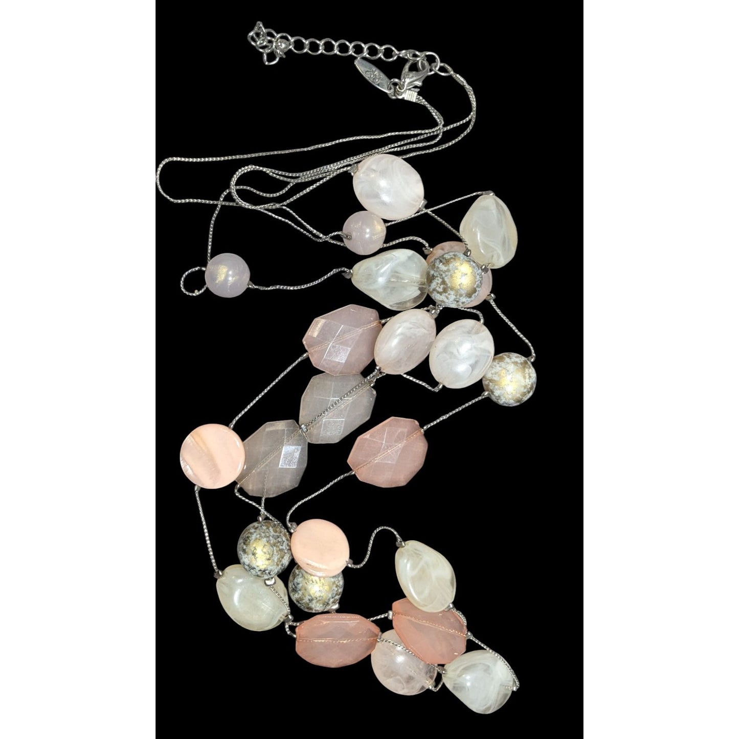 NY Collection Pink And White Layered Station Necklace