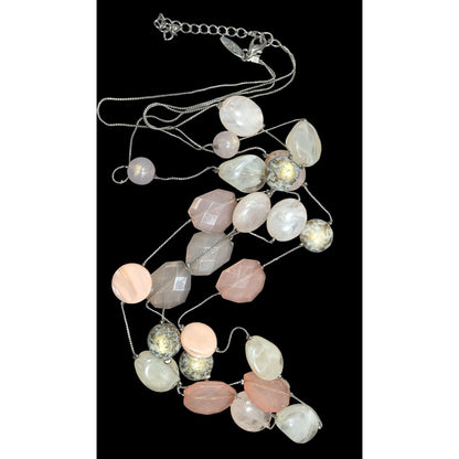 NY Collection Pink And White Layered Station Necklace