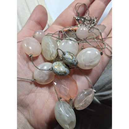 NY Collection Pink And White Layered Station Necklace