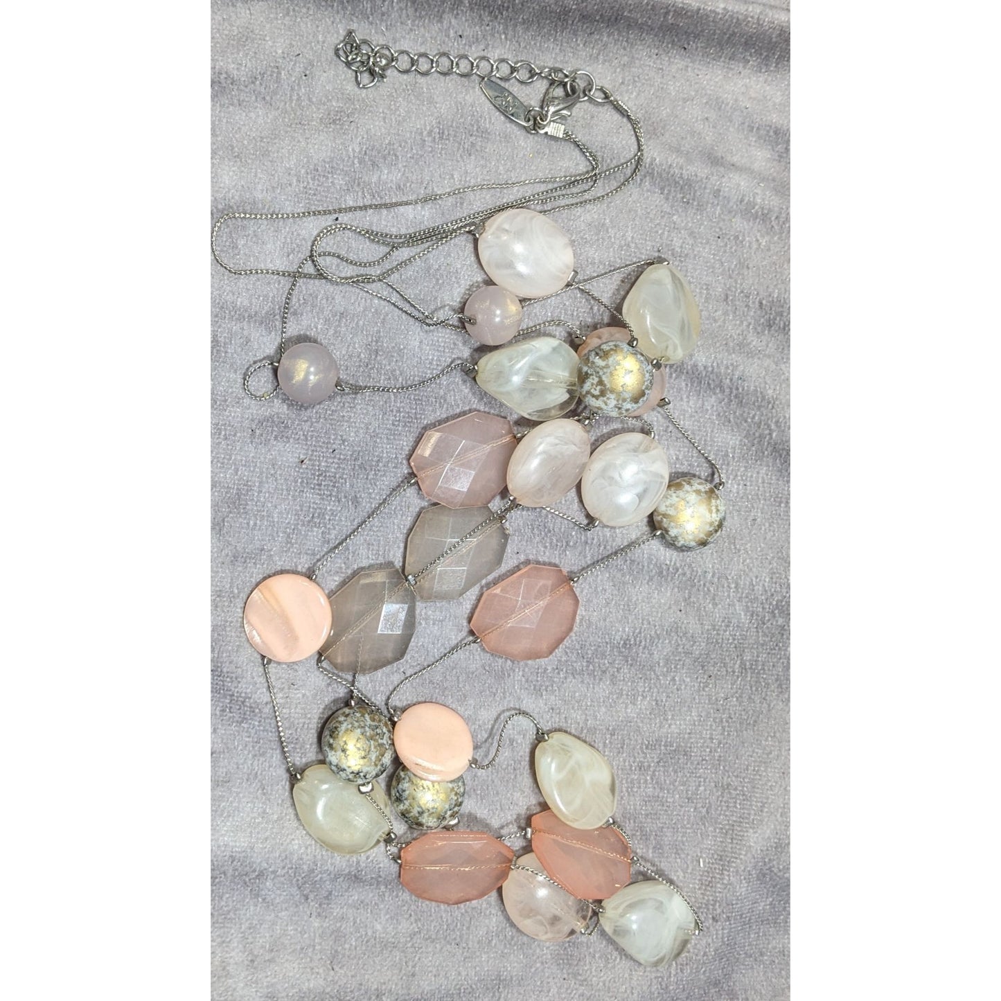 NY Collection Pink And White Layered Station Necklace