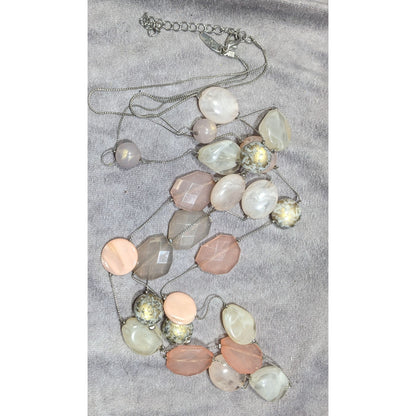 NY Collection Pink And White Layered Station Necklace