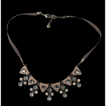 Vintage Liz Claiborne Art Deco Rhinestone Statement Necklace Neutral Glam Bib Jewelry