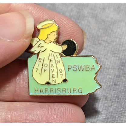 Vintage 1997 PSWBA Bowling Angel Lapel Pin