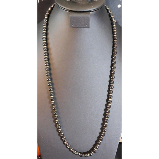 Simple Black And Gold Tone Beaded Necklace