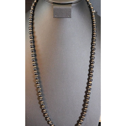Simple Black And Gold Tone Beaded Necklace