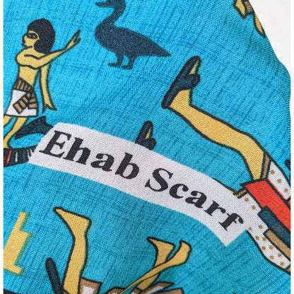 Vintage Teal Egyptian Souvenir Ehab Scarf