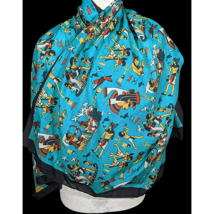 Vintage Teal Egyptian Souvenir Ehab Scarf