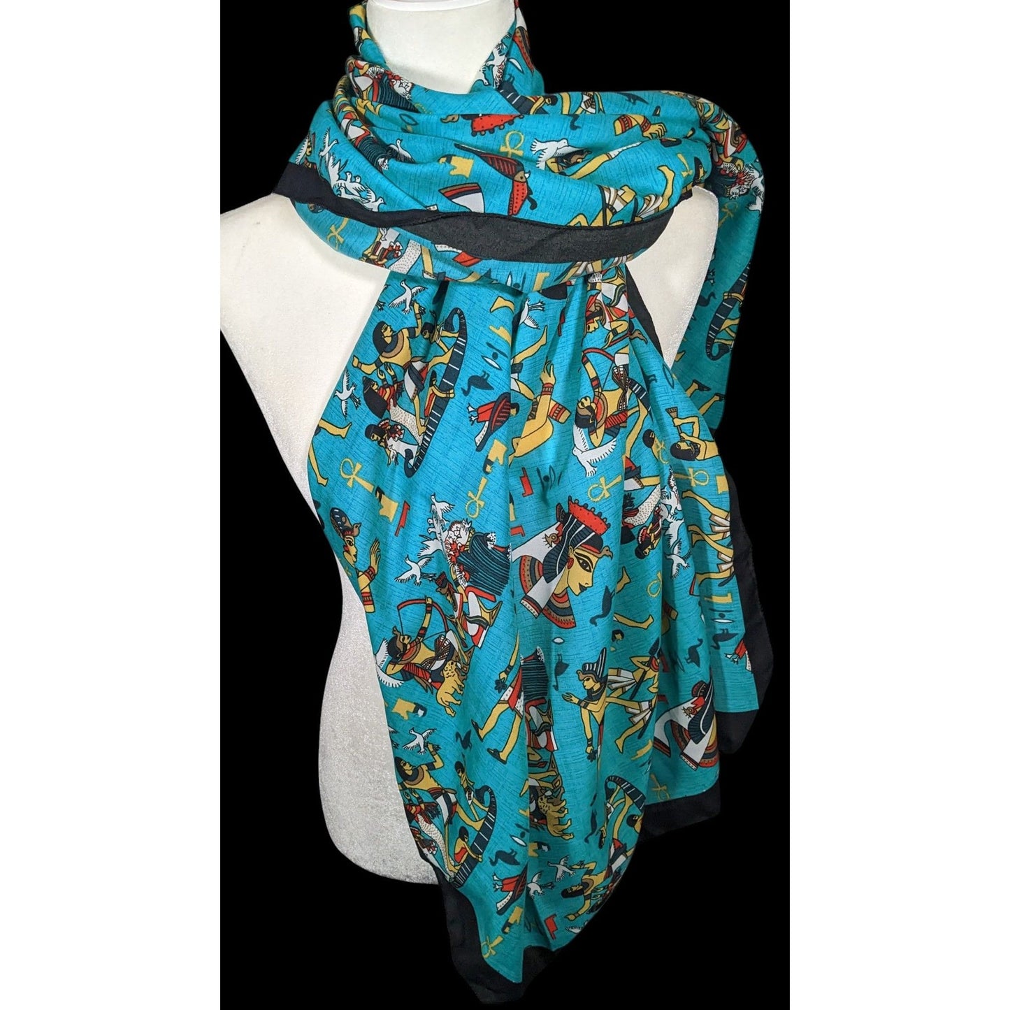 Vintage Teal Egyptian Souvenir Ehab Scarf