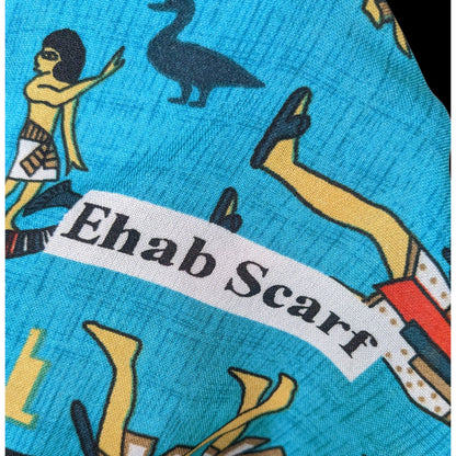 Vintage Teal Egyptian Souvenir Ehab Scarf