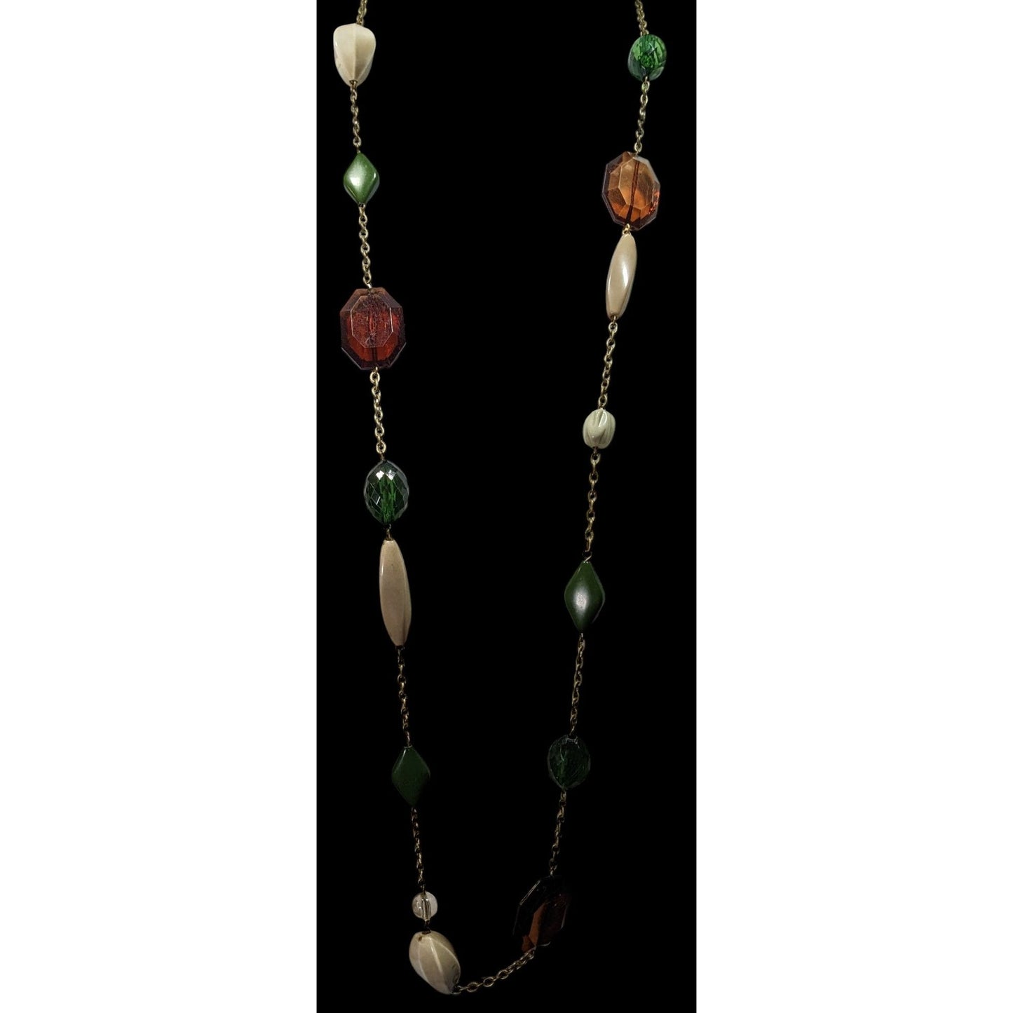 Chunky Earth Tone Beaded Station Necklace