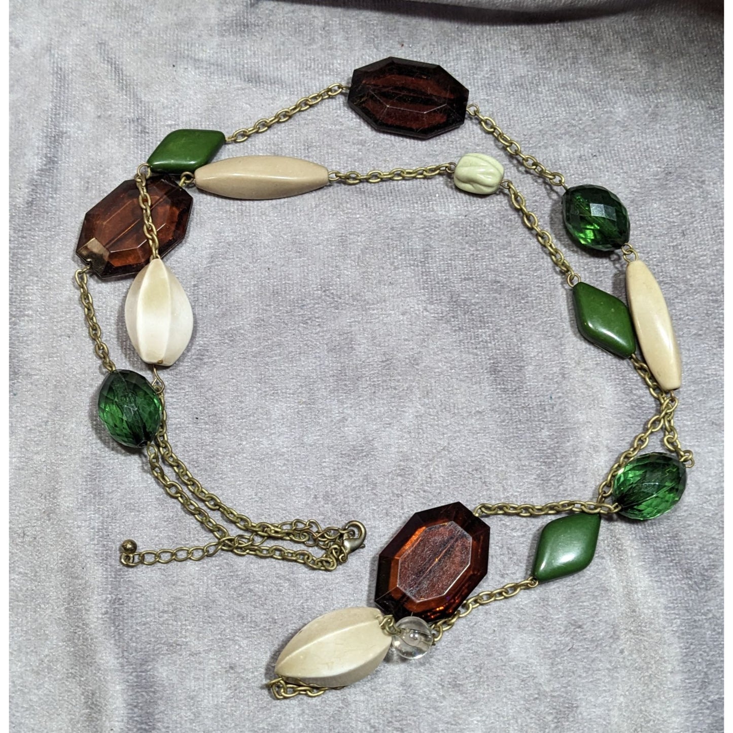 Chunky Earth Tone Beaded Station Necklace