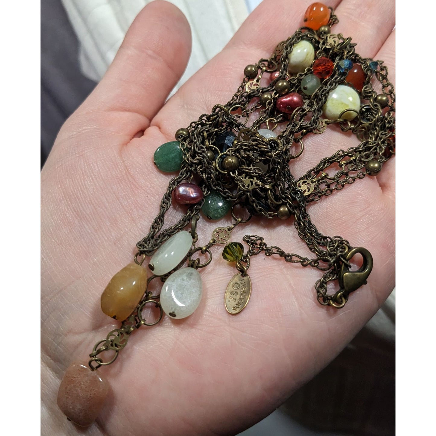 Chunky Earth Tone Beaded Station Necklace