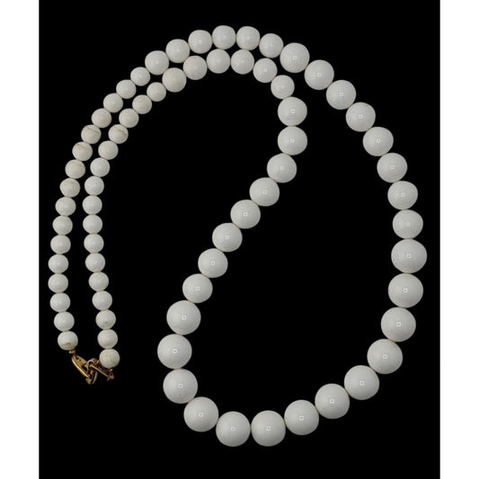 Vintage Napier White Beaded Necklace With Gold-Tone Clasp