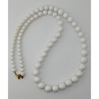 Vintage Napier White Beaded Necklace With Gold-Tone Clasp