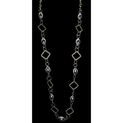 Modern Industrial Minimalist Geometric Silver Tone Long Chain Necklace