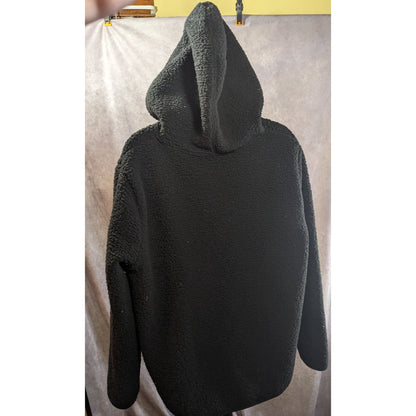 DSG Black Sherpa Hoodie Pullover XL With Kangaroo Pocket & Half-Zip