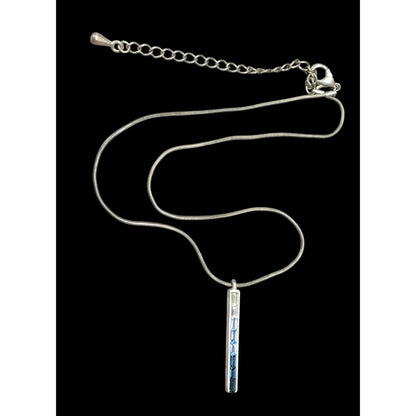 Modern Ombre Blue And Silver Tone Gemmed Pillar Necklace